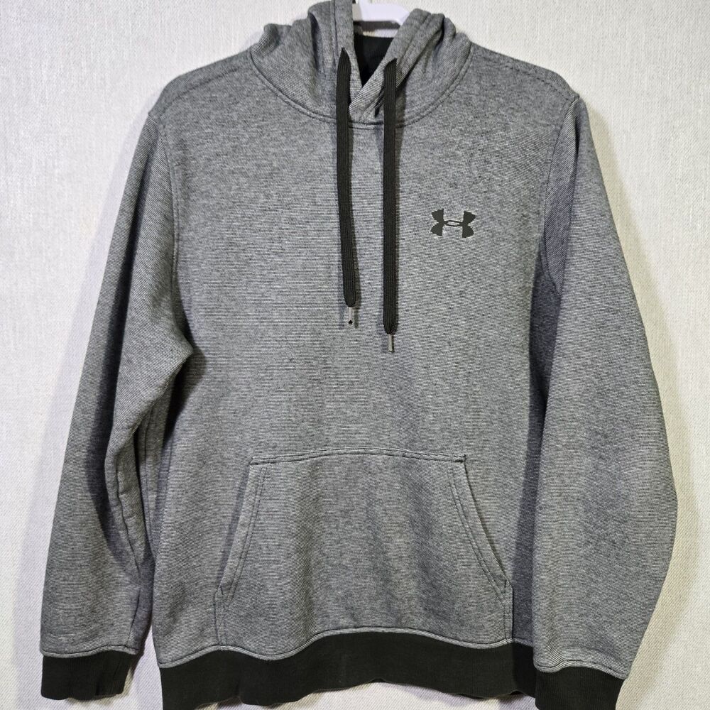 Under Armour Hoodie Men Cold Gear Green Stripe Pullover Athletic Large